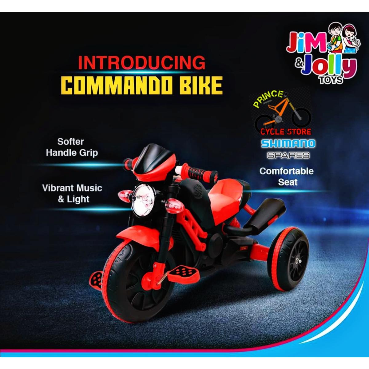 Picture of RED Commanddo Bike- Tricycle For Baby & Kids With Music
