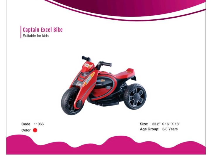 Picture of ACI Captain Excel Electric Bike with Foot Pickup & Bluetooth Music Control Red & Yellow Cash On Delivery Available