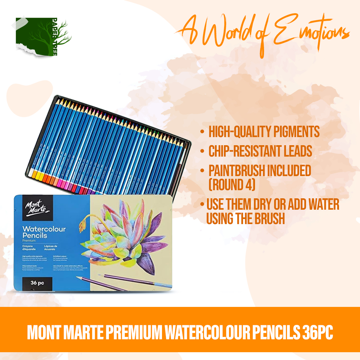 Picture of Mont Marte Premium Watercolour Pencils  36pc With Iron Box