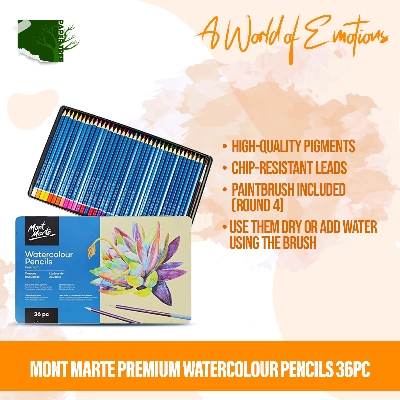 Picture of Mont Marte Premium Watercolour Pencils  36pc With Iron Box