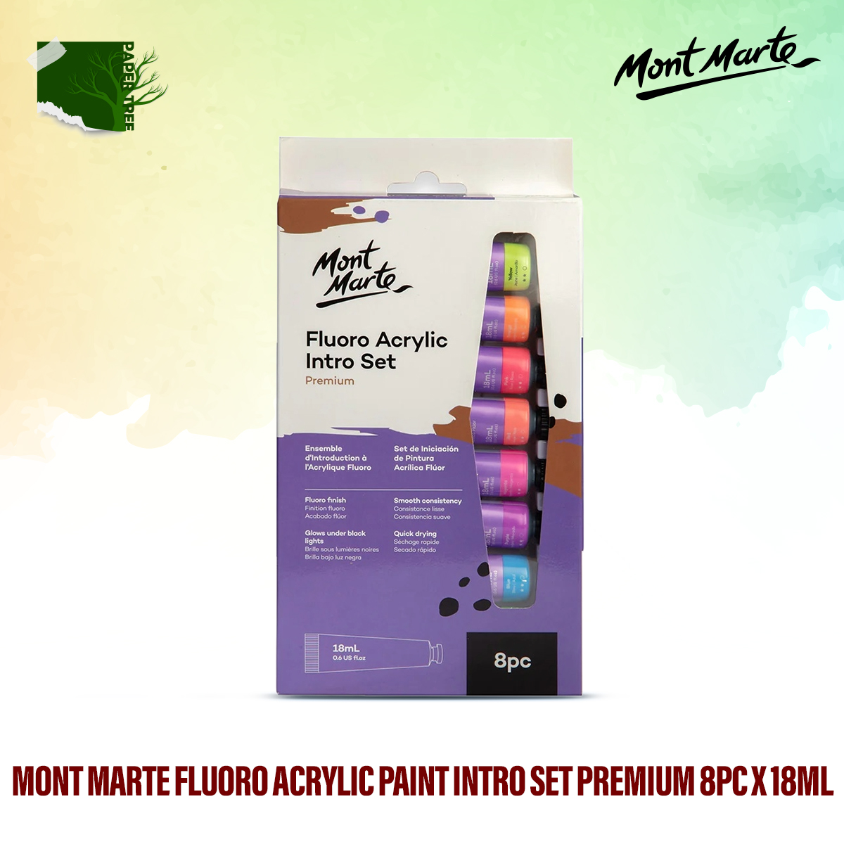 Picture of Mont Marte Fluoro Acrylic Paint Intro Set Premium 8pc x 18ml
