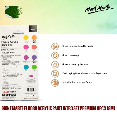 Picture of Mont Marte Fluoro Acrylic Paint Intro Set Premium 8pc x 18ml