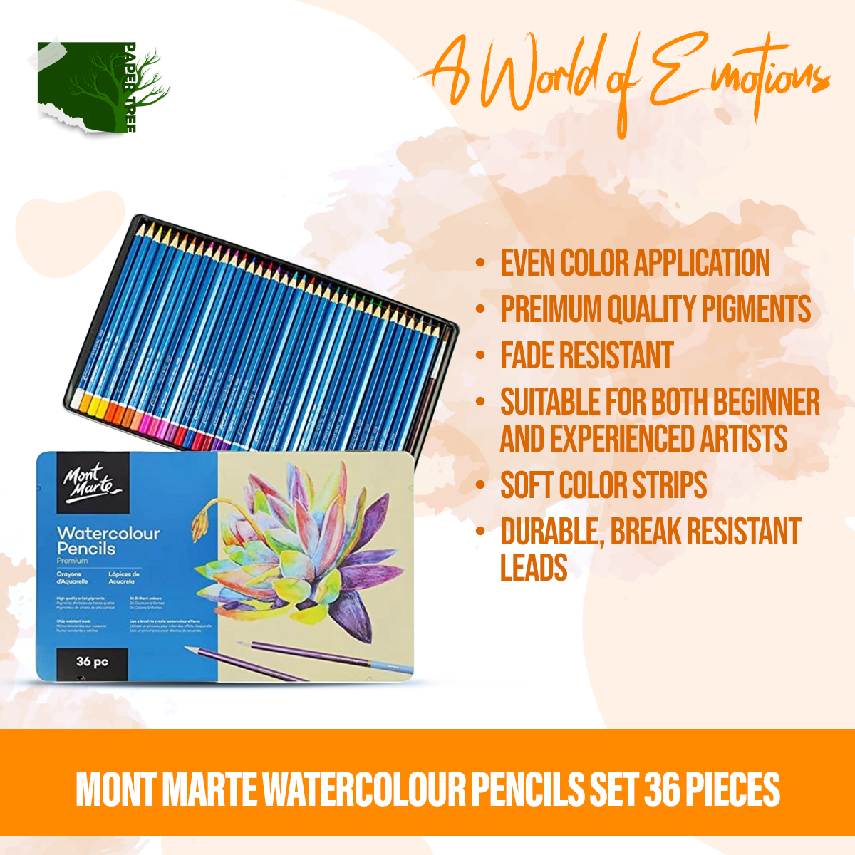 Picture of Mont Marte Watercolour Pencils Set  36 Pieces