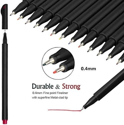 Picture of Fineliner Color Pen Set, 12 Fine Point Pen Markers, 0.4mm Fine Line Tip Colored Sketch Writing Drawing Pens, for Journal Planner Notebook Note Taking Calendar Drawing Writing
