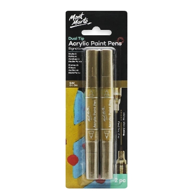 Picture of Mont Marte Dual Tip Acrylic Paint Pens Gold 2pc