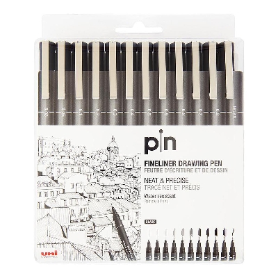 Picture of Uni Pin Fine Line Pens 12 Set, Black