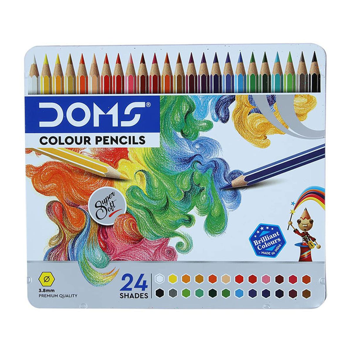 Picture of DOMS Premium Quality Color Pencil Flat TIN BOX 24 SHADE