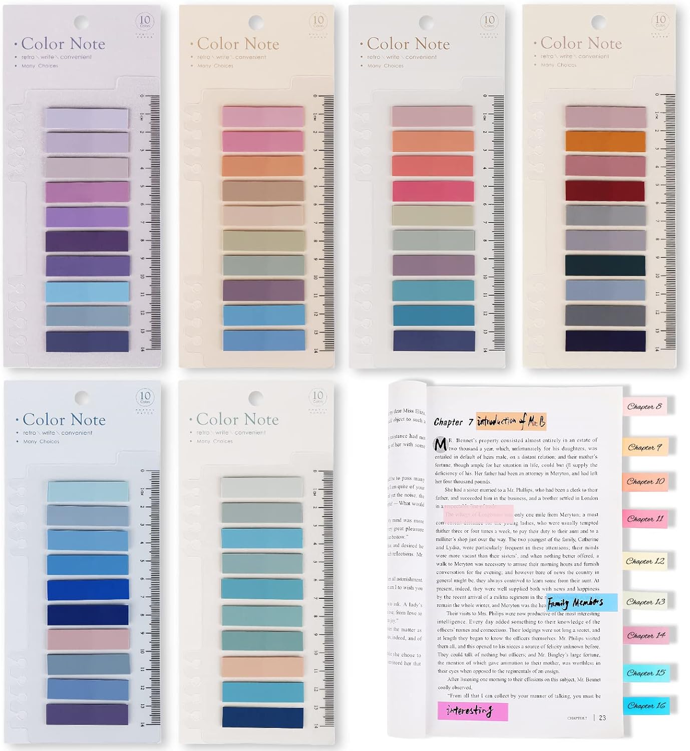 Picture of Morandi Sticky Tabs Book Tabs for Annotating Books Aesthetic Index Tabs Sticky Notes, Page Markers, Translucent, Writable, Repositionable, for Classify File, Filing Products Supplies