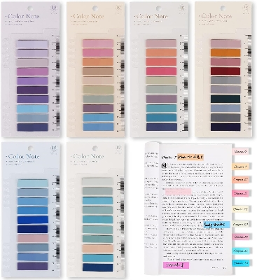 Picture of Morandi Sticky Tabs Book Tabs for Annotating Books Aesthetic Index Tabs Sticky Notes, Page Markers, Translucent, Writable, Repositionable, for Classify File, Filing Products Supplies