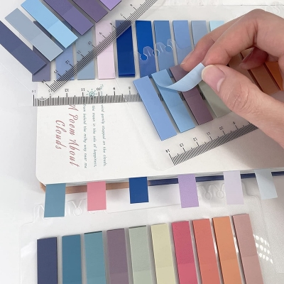 Picture of Morandi Sticky Tabs Book Tabs for Annotating Books Aesthetic Index Tabs Sticky Notes, Page Markers, Translucent, Writable, Repositionable, for Classify File, Filing Products Supplies