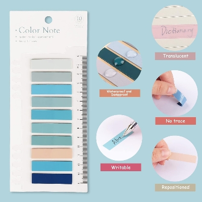 Picture of Morandi Sticky Tabs Book Tabs for Annotating Books Aesthetic Index Tabs Sticky Notes, Page Markers, Translucent, Writable, Repositionable, for Classify File, Filing Products Supplies