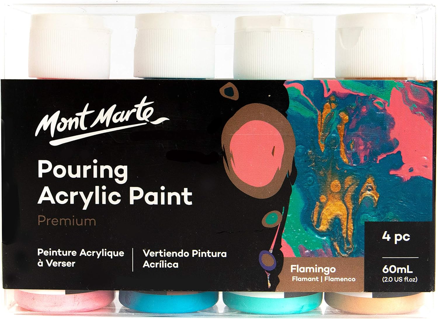 Picture of MONT MARTE Acrylic Pouring Paint Set Flamingo – 4 pieces x 60ml