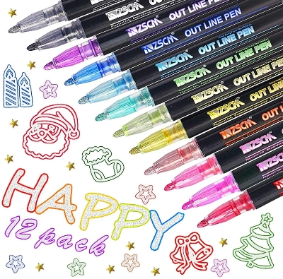 Picture of Giorgione Out-Line Colorful Glitter Marker Pen Pack of 12 pcs