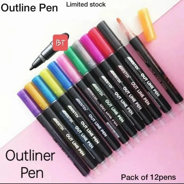 Picture of Giorgione Out-Line Colorful Glitter Marker Pen Pack of 12 pcs