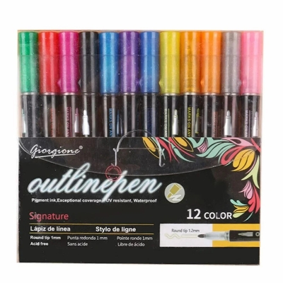 Picture of Giorgione Out-Line Colorful Glitter Marker Pen Pack of 12 pcs