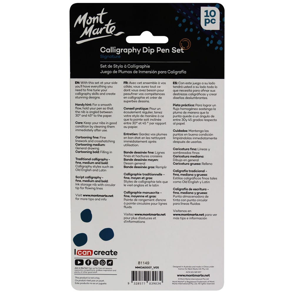 Picture of Mont Marte Calligraphy Dip Pen Set - 9 Nib