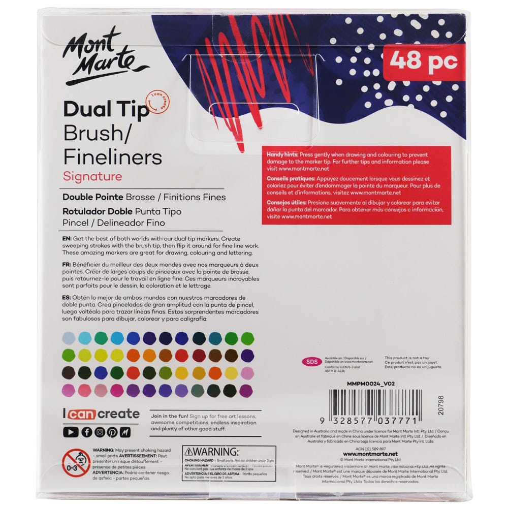Picture of Mont Marte Dual Tip Brush &  Fineliners 48pc Tri Grip