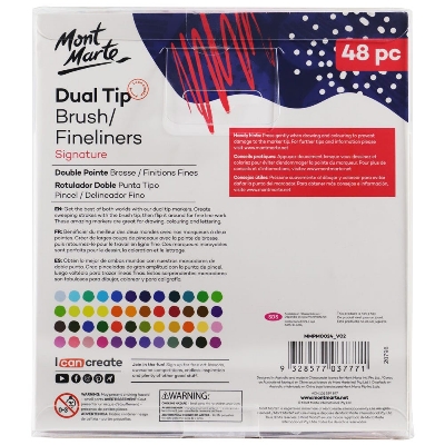 Picture of Mont Marte Dual Tip Brush &  Fineliners 48pc Tri Grip