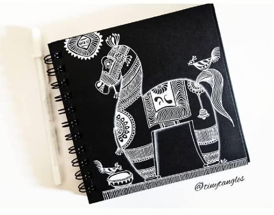 Picture of Papertree Black Sketchbook, Wiro Bound, Size 6" x 6" Inches, 200GSM (40 Sheets) 80 Pages