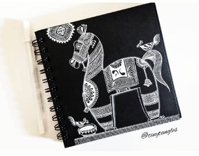 Picture of Papertree Black Sketchbook, Wiro Bound, Size 6" x 6" Inches, 200GSM (40 Sheets) 80 Pages