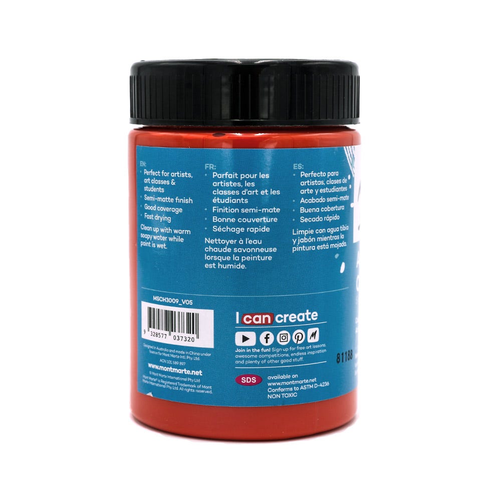 Picture of Mont Marte Acrylic Color Paint 300ml-Vermilion
