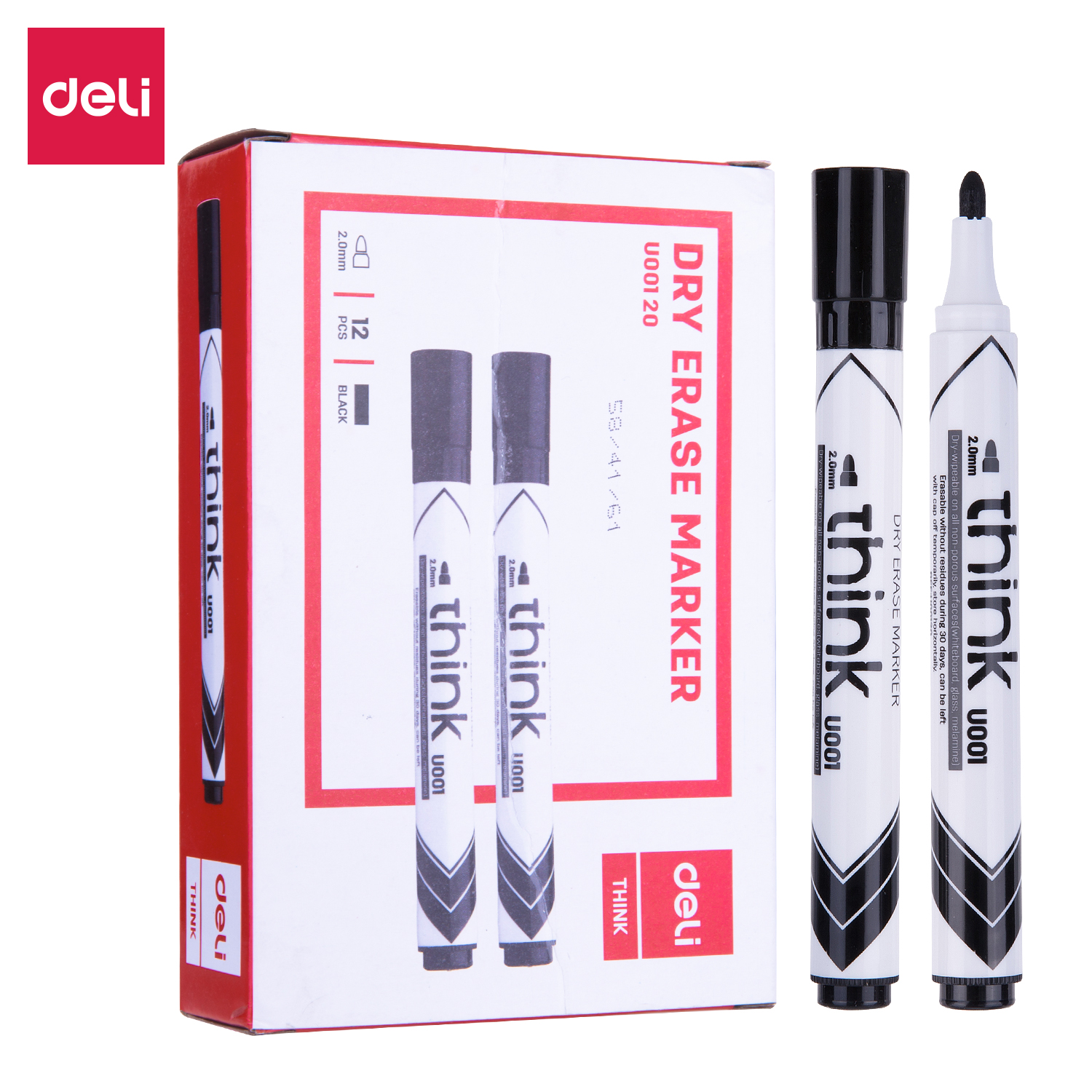 Picture of Deli EU00120  Whiteboard Marker  Black 12 Pcs