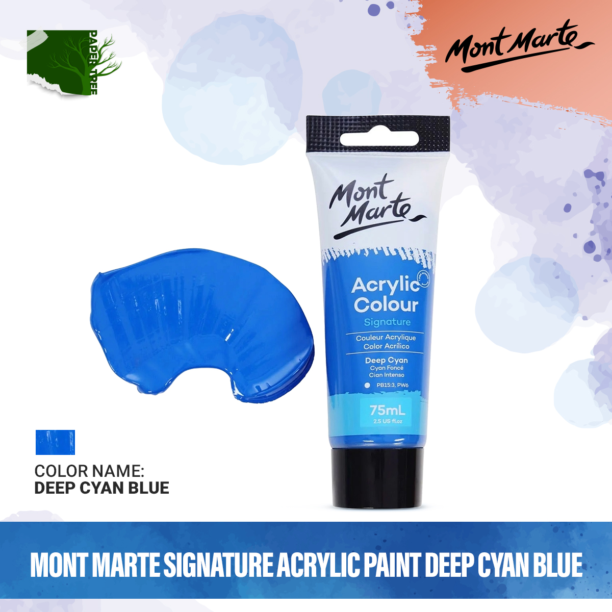 Picture of Mont Marte Signature Acrylic Paint 75ml Tube - Deep Cyan Blue