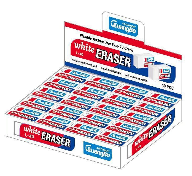 Picture of Guangbo HWH06827L White Eraser - 40pcs in paper box