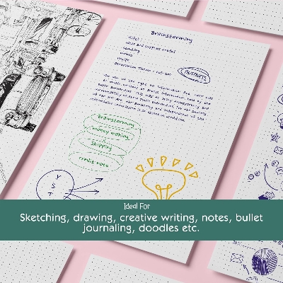 Picture of Dotted Loose Leaf Paper Sheets 110 GSM for Bullet Journaling, Artist Writing Drawing, Pack of 70 Sheets/140 Pages, White