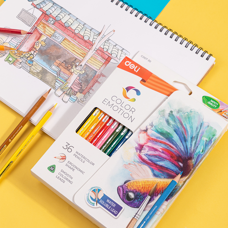 Picture of Deli C00730 Color Emotion Watercolor Pencil pack of 36 colors