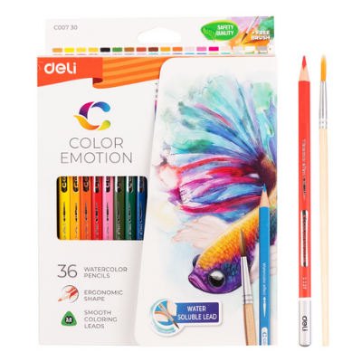 Picture of Deli C00730 Color Emotion Watercolor Pencil pack of 36 colors