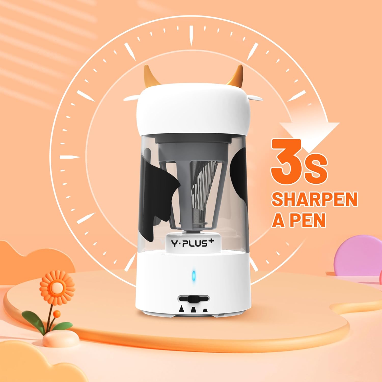 Picture of YPLUS ES230100 Peanut Cow USB Type C Electric Pencil Sharpener