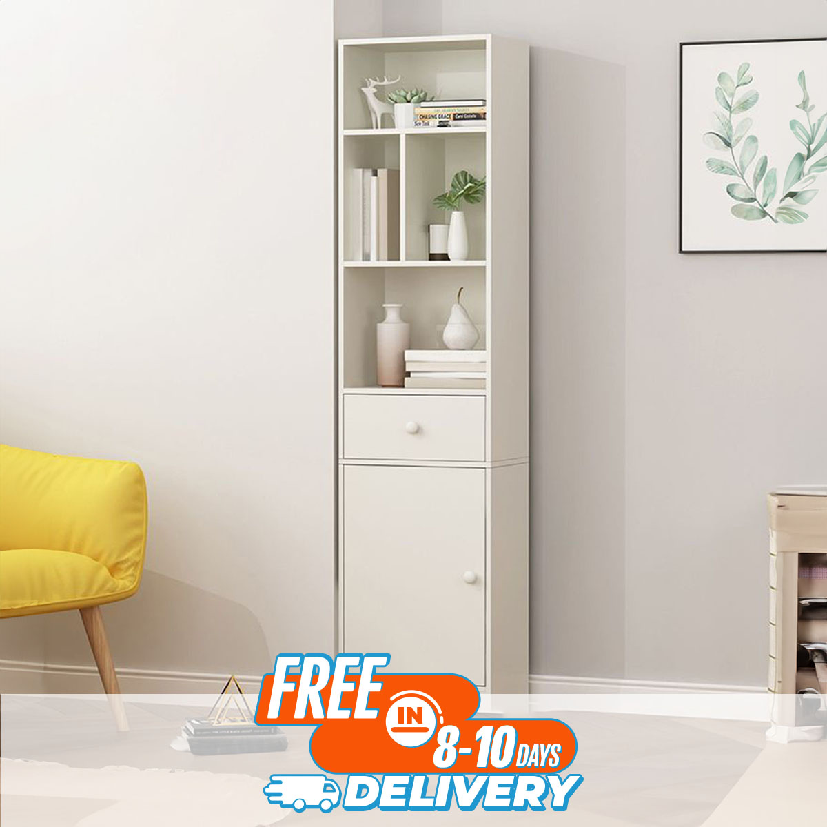 Picture of Karigor BD Modern Library Book Shelf Standing Display Shelve Rack Engineered Wood Bookcase Bookshelf Showpiece Rack with Storage Cabinet by KARIGOR BD
