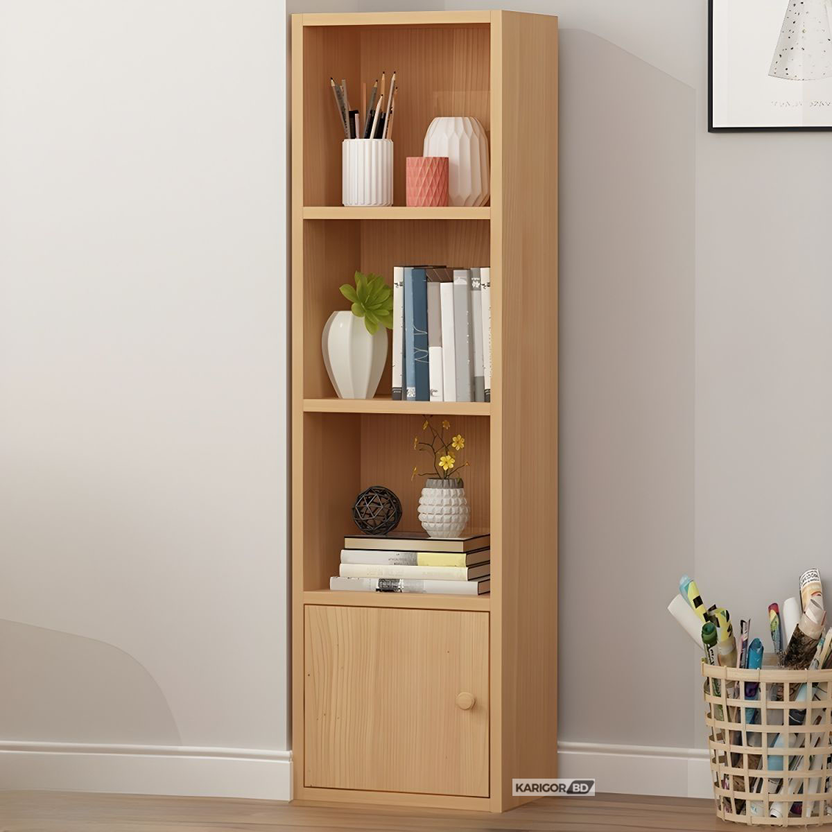 Picture of Karigor BD 4 Layer Best Quality Book Shelf Standing Display Shelve Rack Bookcase MDF Board Bookshelf Showpiece Rack with Storage Cabinet by KARIGOR BD