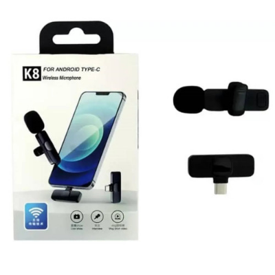 Picture of K8 Collar Wireless Microphone for Type C Mobiles / K8 Wireless Lavalier Microphone Type C Supported (Single Mic & Single Type C Receiver)