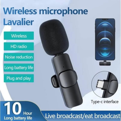 Picture of K8 Collar Wireless Microphone for Type C Mobiles / K8 Wireless Lavalier Microphone Type C Supported (Single Mic & Single Type C Receiver)
