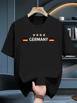 Buy  Drop Shoulder Print T-Shirt – Germany 4 Star – Black  Best in Bangladesh