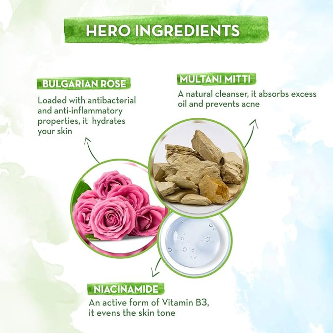 Picture of Mamaearth Multani Mitti Face Wash with Multani Mitti & Bulgarian Rose for Oil Control & Acne 100ml INDIAN