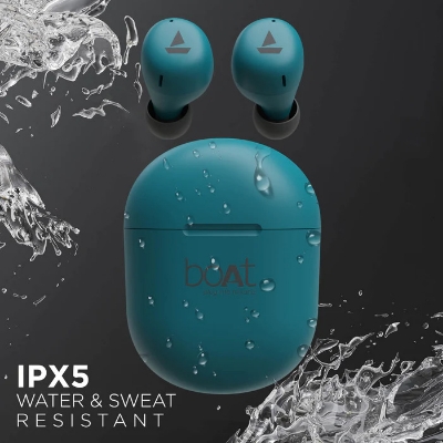 Picture of Boat airdopes 381 bluetooth truly wireless in ear, Earbuds with 20 hours playback Teal Blue INDIAN