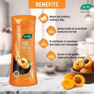 Picture of Joy Hair Fruits Long & Silky Conditioning Shampoo with Apricot & Peach 340ml INDIAN