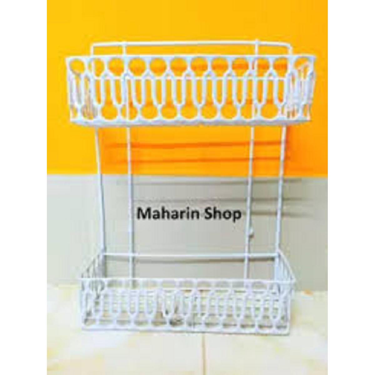 Picture of 2 Layer Kitchen utensils, spice jar, pots organizer Drying Rack White