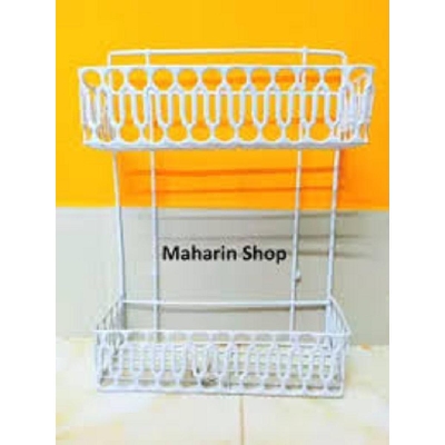 Picture of 2 Layer Kitchen utensils, spice jar, pots organizer Drying Rack White