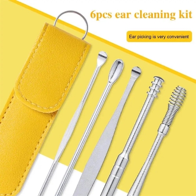 Picture of 6pcs/set Ear Cleaner Wax Vac Removal Stainless Steel Ear Wax Pickers Ear Cleaning Tools Spoon Earwax Remover Beauty Health Earpick
