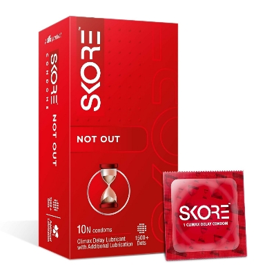 Picture of SKORE - NOT OUT Climax Delaay With Raised Dots Condom - Large Single Pack - 10x1=10pcs - Condom