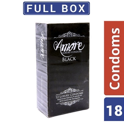 Picture of Amore Black Luxury Condom for Men | Full Box 3x6=18pcs Condom