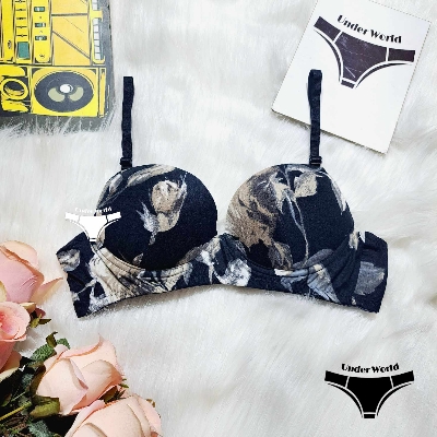 Picture of White Floral Printed Push-up Padded Foam Bra for Women – Adjustable Straps, Wire Support, Available in Sizes 32-42