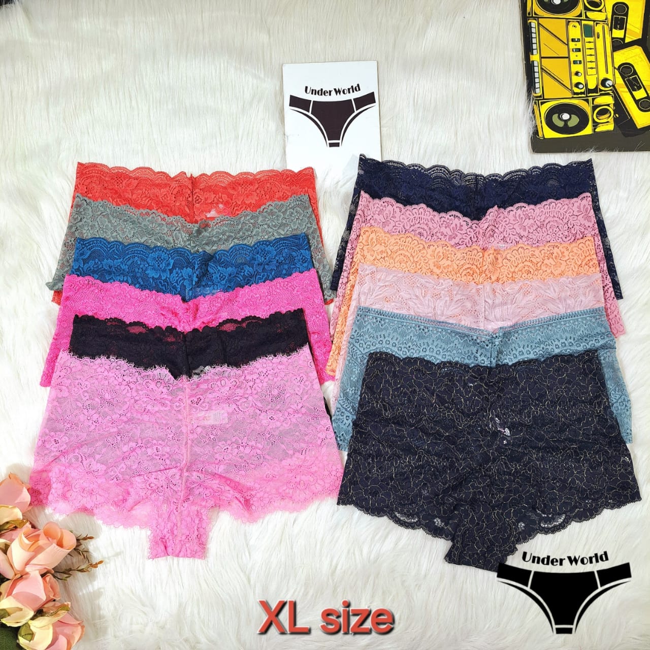 Picture of 3 Pcs Sexy Lace/Net Panty Set for Women - Comfortable, Available in Multiple Colors