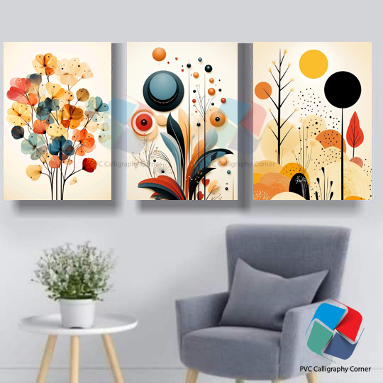 Picture of Pvc board Wall Poster 3 pcs Home Decoration with 3 mm Board Most Unique Combo Wallboard wall decor easy to set up