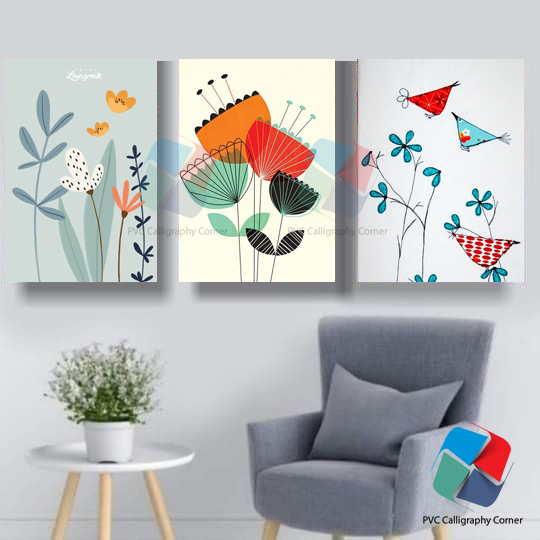 Picture of 3-Piece PVC Wall Poster Set with 3mm Board for Home Decor - Easy to Install Decorative Wallboard