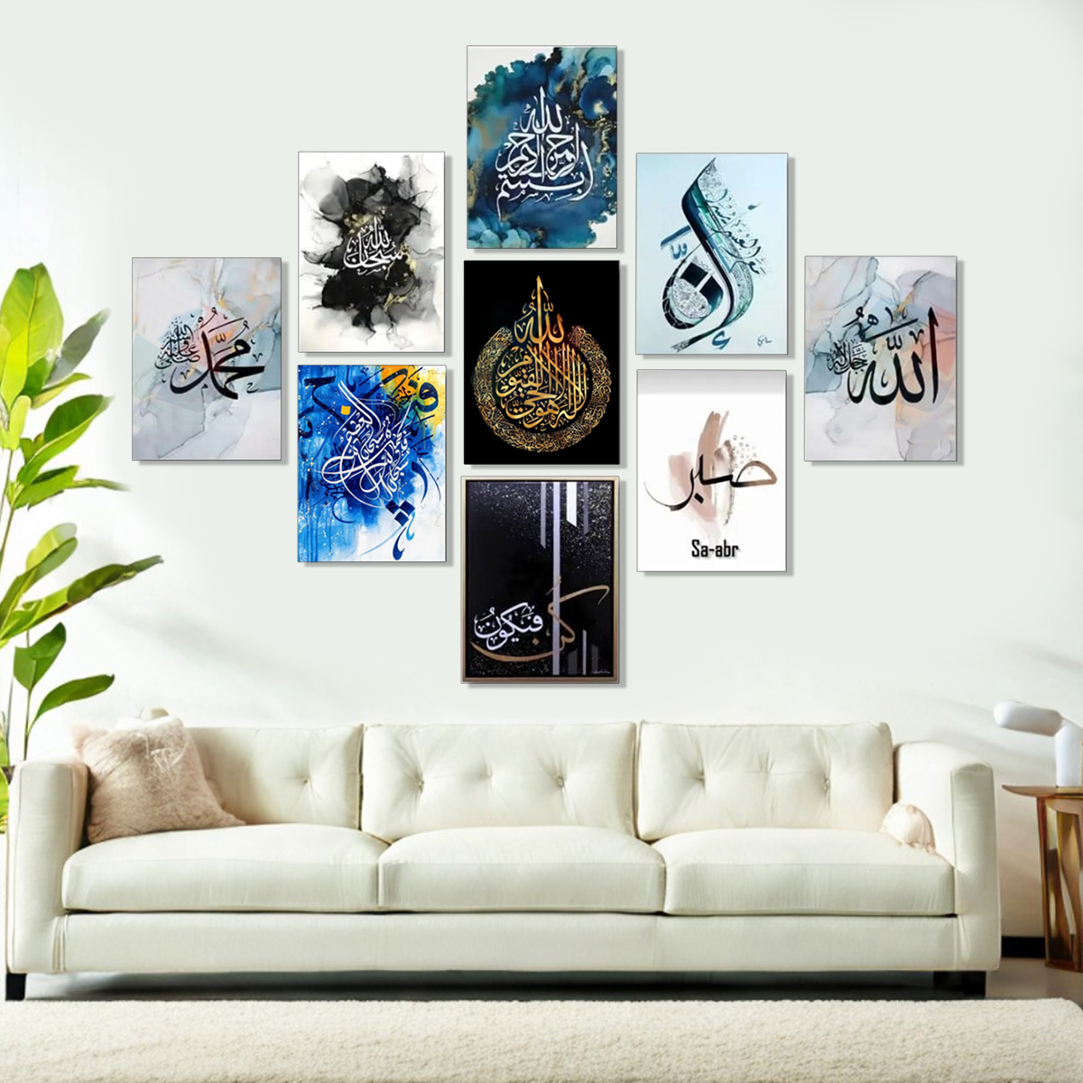 Picture of Home Decor PVC Wallboard Set 9pcs 6x8 Inch Wall Posters with Double-Sided Tape Easy Setup Wall Canvas Art for Living Spaces